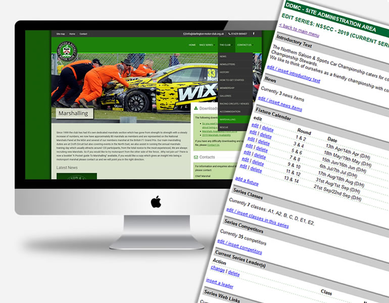 Darlington and District Motor Club Website with bespoke content management system